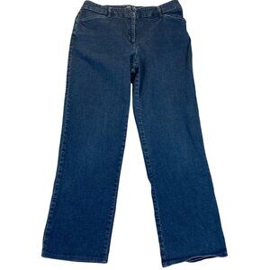 J.Jill Womens Jeans Size 8 Straight Leg Classic Casual Blue Denim Dark Wash